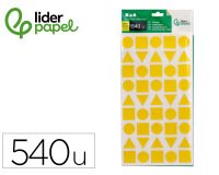 Gomets liderpapel figuras surtidas bolsa de 12 hojas figuras geometricas medianas colores surtidos