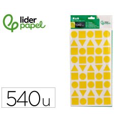 Gomets liderpapel figuras surtidas bolsa de 12 hojas figuras geometricas medianas colores surtidos