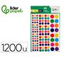 Gomets liderpapel autoadhesivo circulos colores y tamaños surtidos bolsa de 10 hojas 1200 unidades