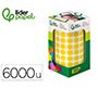 Gomets liderpapel autoadhesivo circulos 10,5 mm amarillo rollo de 6000 unidades en caja de carton