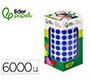 Gomets liderpapel autoadhesivo circulos 10,5 mm azul rollo de 6000 unidades en caja de carton