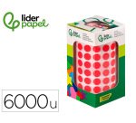 Gomets liderpapel autoadhesivo circulos 10,5 mm rojo rollo de 6000 unidades en caja de carton