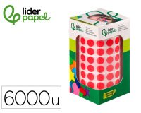 Gomets liderpapel autoadhesivo circulos 10,5 mm rojo rollo de 6000 unidades en caja de carton