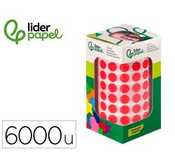 Gomets liderpapel autoadhesivo circulos 10,5 mm rojo rollo de 6000 unidades en caja de carton