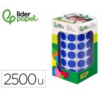 Gomets liderpapel autoadhesivo circulos 15 mm azul rollo de 2500 unidades en caja de carton