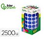 Gomets liderpapel autoadhesivo circulos 15 mm azul rollo de 2500 unidades en caja de carton
