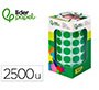 Gomets liderpapel autoadhesivo circulos 15 mm verde rollo de 2500 unidades en caja de carton