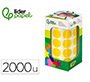 Gomets liderpapel autoadhesivo circulos 20 mm amarillo rollo de 2000 unidades en caja de carton