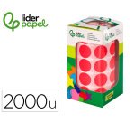 Gomets liderpapel autoadhesivo circulos 20 mm rojo rollo de 2000 unidades en caja de carton