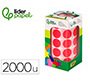 Gomets liderpapel autoadhesivo circulos 20 mm rojo rollo de 2000 unidades en caja de carton