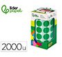 Gomets liderpapel autoadhesivo circulos 20 mm verde rollo de 2000 unidades en caja de carton