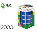 Gomets liderpapel autoadhesivo cuadrado 20x20 mm azul rollo de 2000 unidades en caja de carton