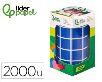 Gomets liderpapel autoadhesivo cuadrado 20x20 mm azul rollo de 2000 unidades en caja de carton
