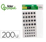 Gomets liderpapel autoadhesivo estrellas plateadas surtidas bolsa de 5 hojas con 200 unidades