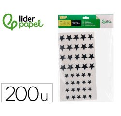Gomets liderpapel autoadhesivo estrellas plateadas surtidas bolsa de 5 hojas con 200 unidades