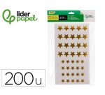Gomets liderpapel autoadhesivo estrellas doradas surtidas bolsa de 5 hojas con 200 unidades