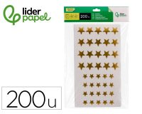 Gomets liderpapel autoadhesivo estrellas doradas surtidas bolsa de 5 hojas con 200 unidades