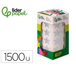 Gomets liderpapel autoadhesivo estrellas plateadas 20 mm 1500 unidades en caja de carton