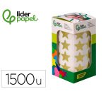 Gomets liderpapel autoadhesivo estrellas doradas 20 mm 1500 unidades en caja de carton