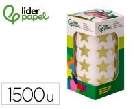 Gomets liderpapel autoadhesivo estrellas doradas 20 mm 1500 unidades en caja de carton