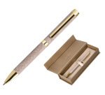 Boligrafo belius wild west aluminio color beige dorado tinta color azul caja de diseño