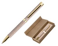 Boligrafo belius wild west aluminio color beige dorado tinta color azul caja de diseño