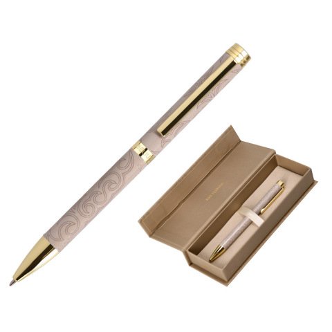 Boligrafo belius wild west aluminio color beige dorado tinta color azul caja de diseño