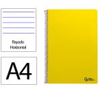 Cuaderno espiral liderpapel a4 smart tapa blanda 80h 75gr rayado horizontal con margen color amarillo