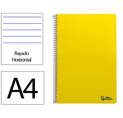 Cuaderno espiral liderpapel a4 smart tapa blanda 80h 75gr rayado horizontal con margen color amarillo