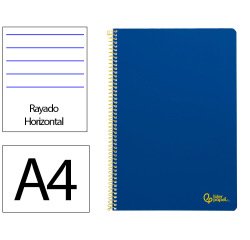 Cuaderno espiral liderpapel a4 smart tapa blanda 80h 75gr rayado horizontal con margen color azul oscuro