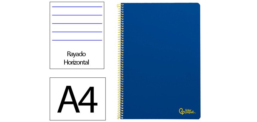Cuaderno espiral liderpapel a4 smart tapa blanda 80h 75gr rayado horizontal con margen color azul oscuro