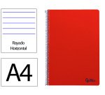 Cuaderno espiral liderpapel a4 smart tapa blanda 80h 75gr rayado horizontal con margen color rojo