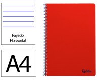 Cuaderno espiral liderpapel a4 smart tapa blanda 80h 75gr rayado horizontal con margen color rojo