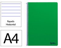 Cuaderno espiral liderpapel a4 smart tapa blanda 80h 75gr rayado horizontal con margen color verde
