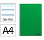 Cuaderno espiral liderpapel a4 smart tapa blanda 80h 75gr pauta 2,5mm con margen color verde