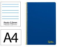 Cuaderno espiral liderpapel a4 smart tapa blanda 80h 75gr pauta 3,5mm con margen color azul oscuro