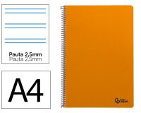 Cuaderno espiral liderpapel a4 smart tapa blanda 80h 75gr pauta 3,5mm con margen color naranja