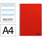 Cuaderno espiral liderpapel a4 smart tapa blanda 80h 75gr pauta 3,5mm con margen color rojo