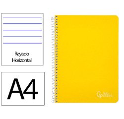 Cuaderno espiral liderpapel a4 witty tapa dura 80h 90gr rayado horizontal con margen color amarillo