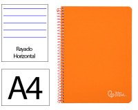 Cuaderno espiral liderpapel a4 witty tapa dura 80h 90gr rayado horizontal con margen color naranja