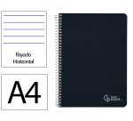 Cuaderno espiral liderpapel a4 witty tapa dura 80h 90gr rayado horizontal con margen color negro