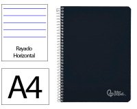 Cuaderno espiral liderpapel a4 witty tapa dura 80h 90gr rayado horizontal con margen color negro