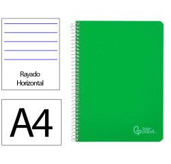 Cuaderno espiral liderpapel a4 witty tapa dura 80h 90gr rayado horizontal con margen color verde