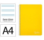 Cuaderno espiral liderpapel a4 witty tapa dura 80h 90gr pauta 2,5mm con margen color amarillo