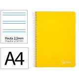 Cuaderno espiral liderpapel a4 witty tapa dura 80h 90gr pauta 2,5mm con margen color amarillo