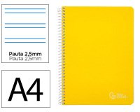 Cuaderno espiral liderpapel a4 witty tapa dura 80h 90gr pauta 2,5mm con margen color amarillo