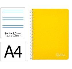 Cuaderno espiral liderpapel a4 witty tapa dura 80h 90gr pauta 2,5mm con margen color amarillo