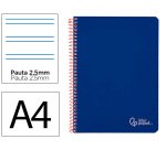 Cuaderno espiral liderpapel a4 witty tapa dura 80h 90gr pauta 2,5mm con margen color azul oscuro
