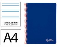 Cuaderno espiral liderpapel a4 witty tapa dura 80h 90gr pauta 2,5mm con margen color azul oscuro