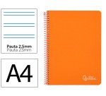 Cuaderno espiral liderpapel a4 witty tapa dura 80h 90gr pauta 2,5mm con margen color naranja